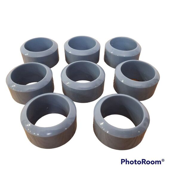 Round Plastic Napkin Rings Set of Eight Country Blue 60s-70s Retro Vintage - Picture 1 of 6